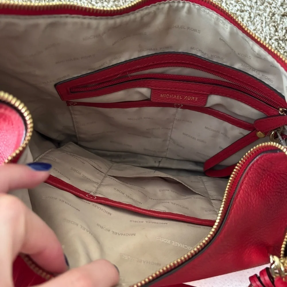 Michael Kors | Women's Red Leather Shoulder Hobo Bag